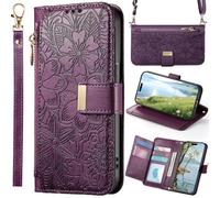 BaiFu for Oppo A54S/Oppo A16S Wallet Case Women, 6 Card Holders, Kickstand, Shockproof TPU Shell, PU Leather, Magnetic Closure, Protective Flip Folio Cover-Purple