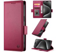 BaiFu for Oppo Reno14 F 5G Case Leather Wallet Kickstand Magnetic Closure Card Slots with Storage for Oppo Reno14 F 5G Cover-Red