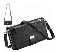 BaiFu for Realme Note 60X Wallet Case Women, 6 Card Holders, Kickstand, Shockproof TPU Shell, PU Leather, Magnetic Closure, Protective Flip Folio Cover-Black