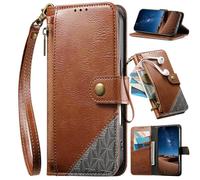 BaiFu for vivo X300 Pro Case Flip PU Leather Wallet Book Magnetic Closure Kickstand Folio Card Holder Slots, Zipper Cover for vivo X300 Pro-Brown