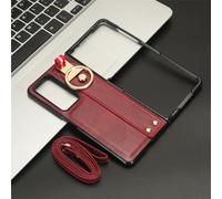 BaiFu Lanyard Case for Honor Magic V2 Case with Ring, Wrist Strap + Stand, Necklace Mobile Phone Cover with Strap, PU Leather Cases for Honor Magic V2-Red