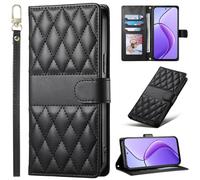 BaiFu Plaid Wallet Phone Case for Oppo A5x 5G, Magnetic Cover Compatible with Oppo A5x 5G-Black
