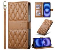 BaiFu Plaid Wallet Phone Case for Xiaomi Mi 10 Lite 5G, Magnetic Cover Compatible with Xiaomi Mi 10 Lite 5G-Brown