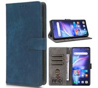 BaiFu RFID Blocking Wallet Case for Honor Play 60A, Card Holder Magnetic Cover for Honor Play 60A-Blue