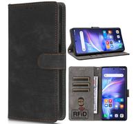BaiFu RFID Blocking Wallet Case for Realme 16 Pro+, Card Holder Magnetic Cover for Realme 16 Pro+-Black