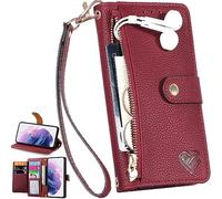 BaiFu RFID Blocking Wallet Case for TCL K70 5G, Zipper Pocket and Card Slot Magnetic Cover for TCL K70 5G-03