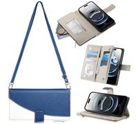 BaiFu Wallet Case for 1+12R/OnePlus 12R 5G, Purse with Credit Card Holder Slots Crossbody Lanyard Strap Zipper Protective Phone Cover-Blue-02