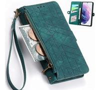 BaiFu Zipper Pocket Wallet Case for Nokia HMD Pulse+, Button design and Card Slot Cover, Geometric Grid Shell for Nokia HMD Pulse+-05