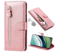 BaiFu Zipper Wallet Case for Realme C71 4G India, PU Leather Pocket, Zipper Cover for Realme C71 4G India-Pink