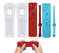 BAIFULAI 2 Pack Wii Controller, Wii Fernbedienung mit Silikongehäuse und Handgelenksgurt, Gamecontroller Wii Controller, Wii Remote für Wii Und Wii U Gastgeber (Rot + Hellblau)