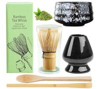 BAIFULAI Matcha Set of 5 Matcha Tea Set, Matcha Whisk Set, Matcha Ceramic Bowl, Tea Spoon, Whisk Holder, Japanese Accessories for Matcha Ceremony