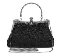 BAIGIO 1920s Clutch Bags for Women Vintage Beaded Clutch Evening Bag Black Formal Bridal Wedding Clutch Purse Handbags Glitter Evening Bag Clutch Handbag for Wedding Prom Cocktail Gatsby Party (Black)