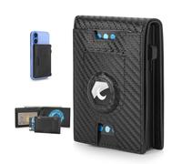 BAIGIO Airtag Wallet for Men, 2 IN 1 Detachable MagSafe Minimalist Wallet, Magnetic Pop Up Card Holder, RFID Blocking Smart Bifold Wallets for 10 Cards & Cash with ID Window, Mens Gift, Carbon Fiber
