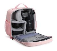 BAIGIO Camera Insert Bag Large Capacity Small Camera Inner Case Foldable Shockproof Waterproof DSLR SLR Camera Organiser Cube Padded Camera Bag, Black, Pink Camera Bag Insert