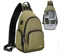 BAIGIO Camera Sling Bag Small Camera Backpack, Water-resistant Camera Crossbody Bag Travel Caemra Backpack for DSLR SLR, Green, Modern, Compact