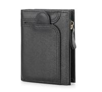 BAIGIO Genuine Leather Wallets for Men with Zipper RFID Card Holders Bifold Wallet for Men Purse Zip Coin Pocket, Black-3