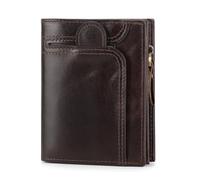 BAIGIO Genuine Leather Wallets for Men with Zipper RFID Card Holders Bifold Wallet for Men Purse Zip Coin Pocket, Brown-3