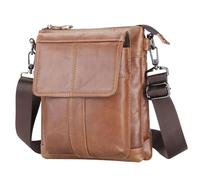 BAIGIO Leather Man Bag Genuine Men's Leather Shoulder Bags Retro Man Bags for Men Cross Body Brown Messenger Bag Casual Travel Bag for Phone Wallet Keys Passport Glasses