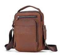 BAIGIO Man Bag Cross Body Bag Men Genuine Leather Men's Shoulder Bags Satchel Handbag Sling Crossbody Messenger Business Work Bag Travel Daily Bag with Top Handle for Ipad 8.3 Inch Brown