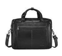 BAIGIO Men's Laptop Briefcases Leather Laptop Bag Business Handbag Shoulder Bag Vintage Leather Bag Business Bag Shoulder Bag Classic Messenger Bag Crossbody Bag, Black- 15.6"
