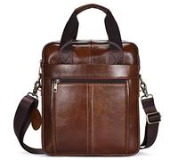 BAIGIO Mens Leather Handbag Crossbody Shoulder Messenger Bag Small Briefcase iPad Tablet Case for Work School Business Travel (Brown)