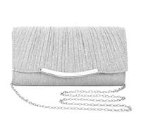 BAIGIO Sparkly Clutch Bag for Women Evening Bag Elegant Handbag Small Cross Body Bag Chain Shoulder Bag Laides Leather Crossbody Bag for Wedding Prom Cocktail Bridal Party, Silver
