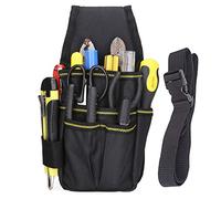 BAIGIO Tool Pouch Canvas Small Pocket Tool Bag with Adjustable Nylon Belt for DIY Electricians Carpenters Joiner Builders (Black)