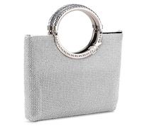 BAIGIO Women Evening Clutch Bags Fashion Rhinestone Encrusted Top Handle Clutch Prom Wedding Evening Bag Ladies Handbag for Party Wedding Prom (Silver)