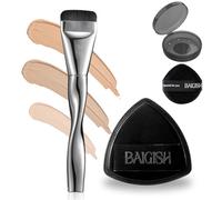 BAIGISH Makeup Sponge 1 Powder Puff +1 Smooth Foundation Brush for Liquid, Cream and Makeup,Super Soft, Makeup Blender, Latex Free Seamless Flawless Soft Setting Couple Set