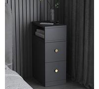 BAIHAO Grey Bedside Table 25cm / 30cm Wide Bedroom Crevice Storage Cabinet with 2 Drawers and Side Opening Modern Simple Small Apartment Mini Nightstand