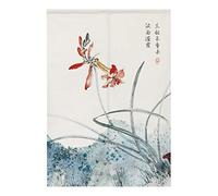 BAIHT HOME Noren Japanese Curtains Cotton Linen Doorway Tapestry Curtain Lotus Design Flower Door Curtain, 33" x 59"