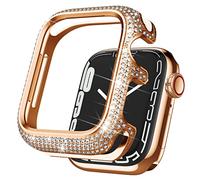 BAIHUIAM Bling Cases Compatible with Apple Watch 41mm Series 7/Series 8, Stainless Metal Protective Case with Sparkling Rhinestones Diamond Bezel Cover Case for Women Girl, Rose Gold