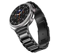 BAIHUIAM No Gap Bands Compatible with Samsung Galaxy Watch 8 Classic Band 46mm/ 8 44mm/40mm for Men, Carbon Fiber Titanium Band Replacement Strap, Black