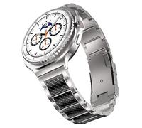 BAIHUIAM No Gap Bands Compatible with Samsung Galaxy Watch 8 Classic Band 46mm/ 8 44mm/40mm for Men, Carbon Fiber Titanium Band Replacement Strap, Silver
