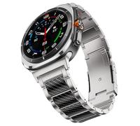 BAIHUIAM Titanium Bands Compatible with Galaxy Watch Ultra 2/1 47mm Band for Men, Carbon Fiber Titanium Metal Band Business Replacement Strap for Galaxy Watch 8/7 Ultra 47mm (2025/2024), Silver