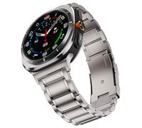 BAIHUIAM Titanium Bands Compatible with Galaxy Watch Ultra 47mm Band for Men Women, Solid Titanium Metal Band Business Strap Wristband for Galaxy Watch 7 Ultra 47mm, Silver