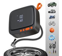 Baiikforza AP22 Tyre Inflator Portable Air Compressor, 150PSI Faster Inflation Cordless & Corded Mini Air Pump for Car Tires with Auto Shut-Off, Dual LCD Display, 3 LED Light Modes, Black