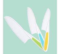 BaiJ Plastic Kid Kitchen Knife Set, 3 Pcs Child Safety Knives Children's Safe Cooking Knives Nylon Knife, Set of 3 in Different Sizes, White