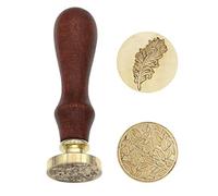 BaiJ Wax Seal Stamp,Retro Vintage Sealing Wax Stamp with Wooden Handle Antique Envelope Sealing Stamp for Wedding Invitation Gift Card Postage Letter Leaf and Feather Design