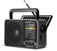 BAIJIALI Solar-Powered Portable Radio,Built-in Rechargeable Battery/USB-C