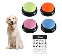 baijiexun 4PCS Dog Buttons Talk Training,Dog Buttons for Communication,Voice Recording Button with 25 Stickers,Recordable Dog Buttons Pet Command Buzzer,Speech Training Buttons for Dog Cat