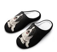 BAIKUTOUAN Border Collie Men's Comfy Cotton Slipper Memory Foam Adult Indoor Shoes Slip On