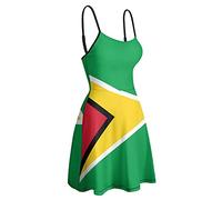 BAIKUTOUAN Guyana Flag Women's Sling Dress Casual Tank Dresses Swing T-Shirt Sundress With Adjustable Strap XL