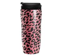 BAIKUTOUAN Pink Leopard Texture Travel Tumbler Coffee Mug Plastic with Lid Double Wall Insulated with Design Pattern Print Cup