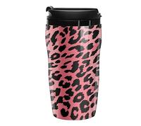 BAIKUTOUAN Pink Leopard Texture Travel Tumbler Coffee Mug Plastic with Lid Double Wall Insulated with Design Pattern Print Cup