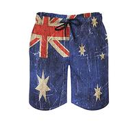 BAIKUTOUAN Vintage Aged And Scratched Australian Flag Men's Beach Shorts Quick Dry Short Pants Swim Trunks Swimwear Beachwear With Pockets L