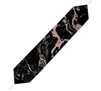 BAIKUTOUANLQY Rose Gold Foil Black Marble Table Runner, 178 * 33cm, Luxury, Washable, Perfect for Weddings, Parties, Holidays