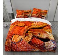 BAIL Snakes Single Duvet Cover Set, Corn Snake Duvet Cover, Microfibre 3 Piece with Zipper Closure, Soft Cosy Bedding, Reversible Quilt Cover 135 x 200 cm and 2 Pillow Cases 50 X 75 cm