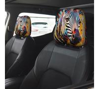 BAIlann Abstract Animal Zebra print Personalized Car Headrest Cover Set (2 Pcs) Soft Car Seat Headrest Protector