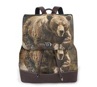 BAIlann Bear Running Print Trendy Women's Multipurpose Backpack Water-Resistant Bag for Travel Work Daily Life